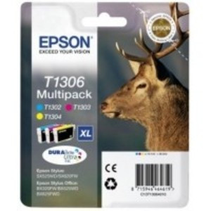Genuine Extra High Capacity 3 Colour Epson T1306 Ink Cartridge Multipack
